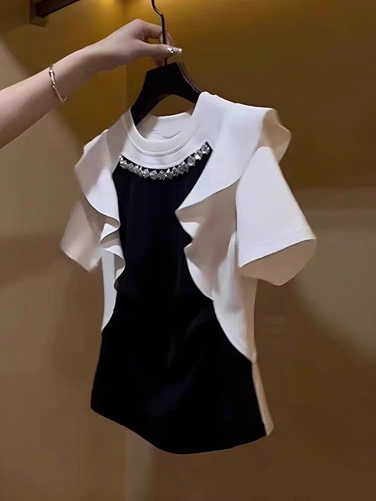 【tops】ラウンドネックフリルTシャツG21767
