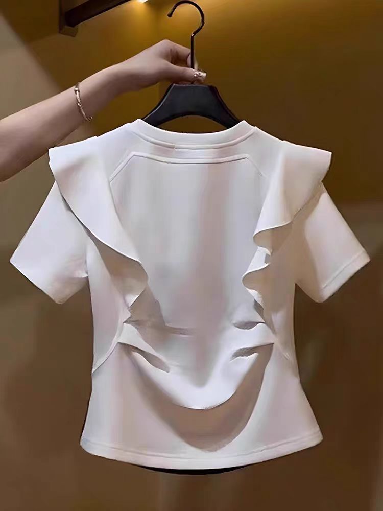 【tops】ラウンドネックフリルTシャツG21767
