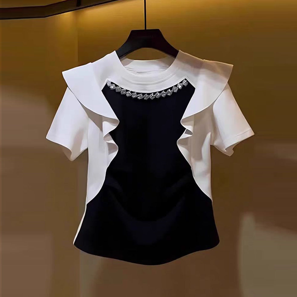 【tops】ラウンドネックフリルTシャツG21767