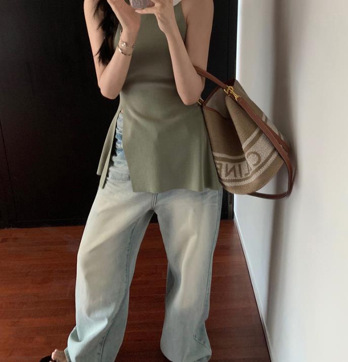 【tops】3色スリットタンクトップF7585