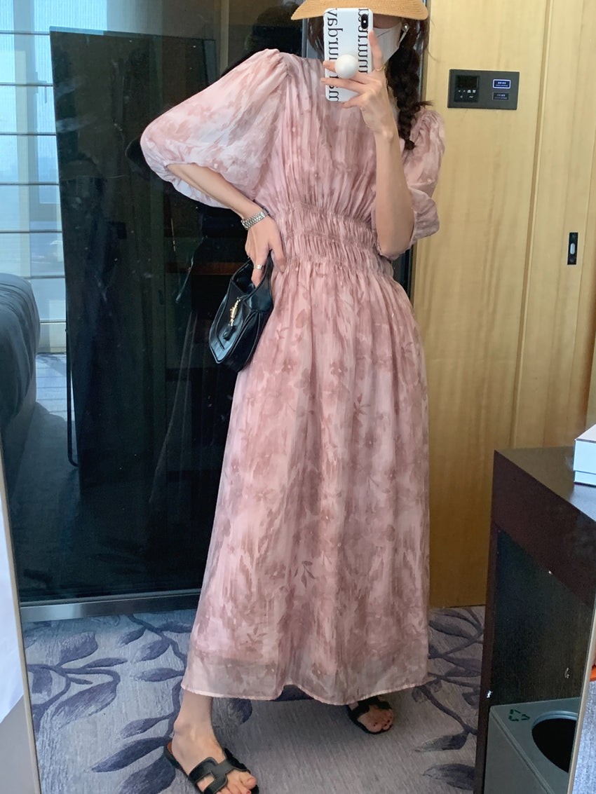 【dress】パフスリーブ花柄ワンピースG21847