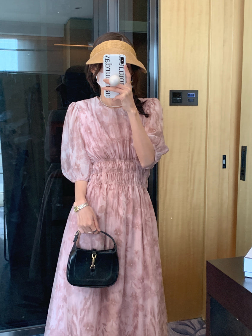 【dress】パフスリーブ花柄ワンピースG21847