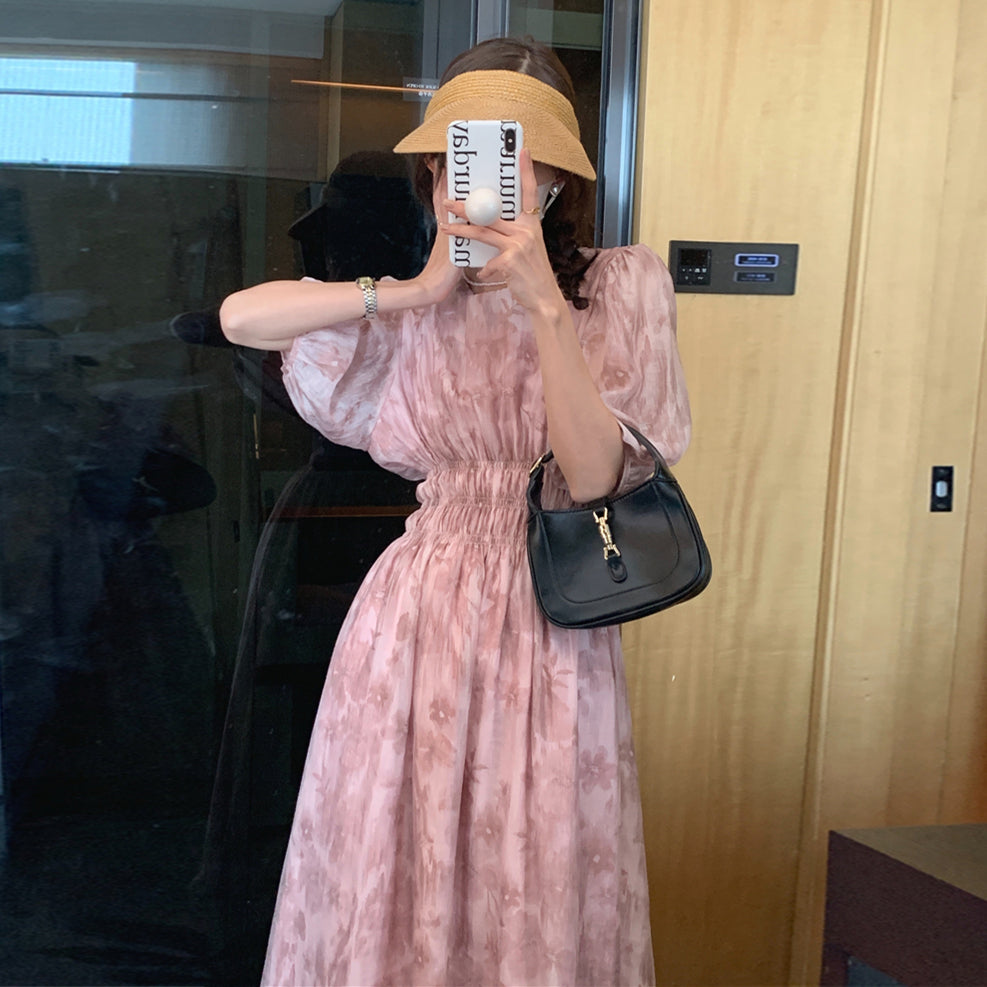 【dress】パフスリーブ花柄ワンピースG21847