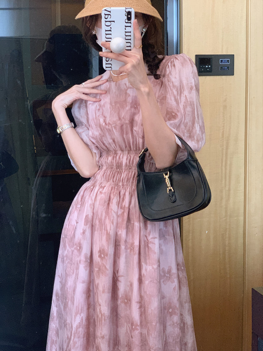 【dress】パフスリーブ花柄ワンピースG21847