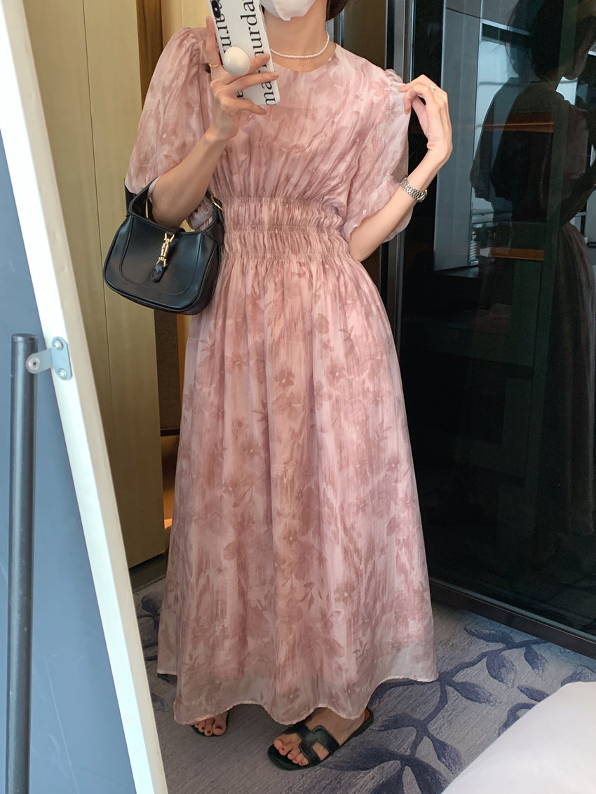 【dress】パフスリーブ花柄ワンピースG21847