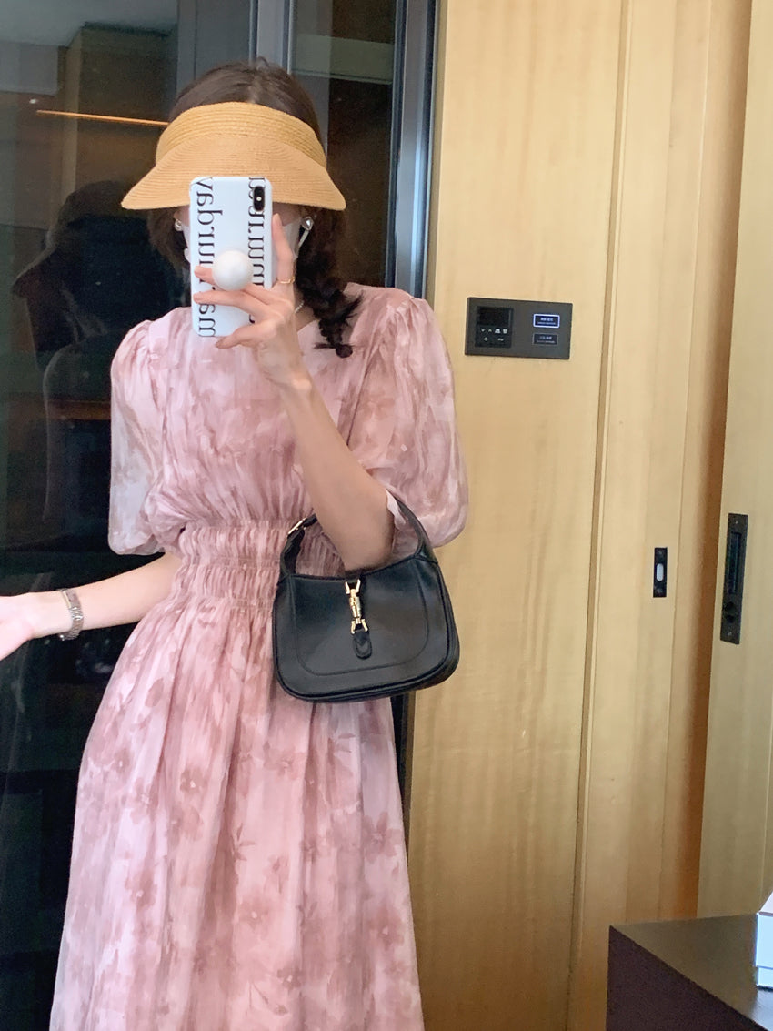 【dress】パフスリーブ花柄ワンピースG21847