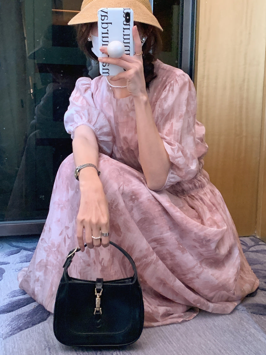 【dress】パフスリーブ花柄ワンピースG21847