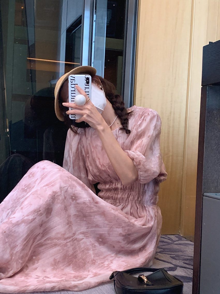 【dress】パフスリーブ花柄ワンピースG21847