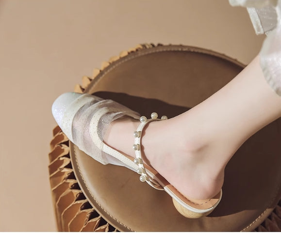 【shoes】2色選択可パールサンダルG21874