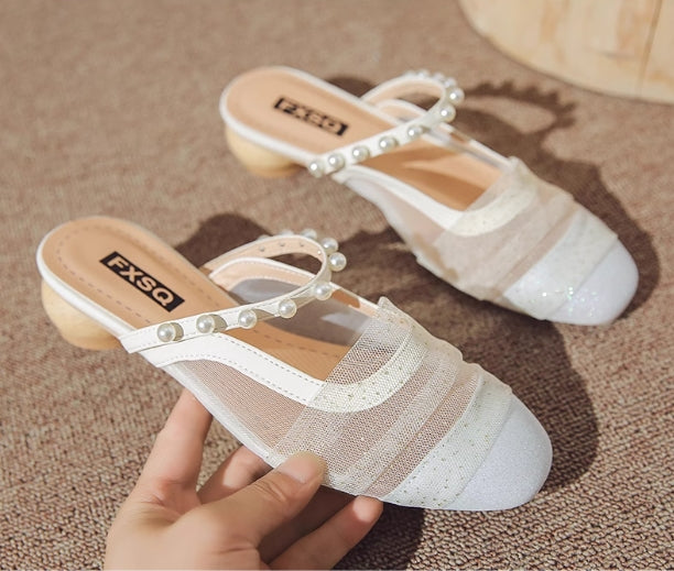 【shoes】2色選択可パールサンダルG21874