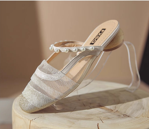 【shoes】2色選択可パールサンダルG21874