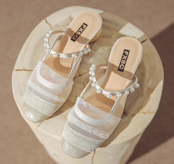 【shoes】2色選択可パールサンダルG21874