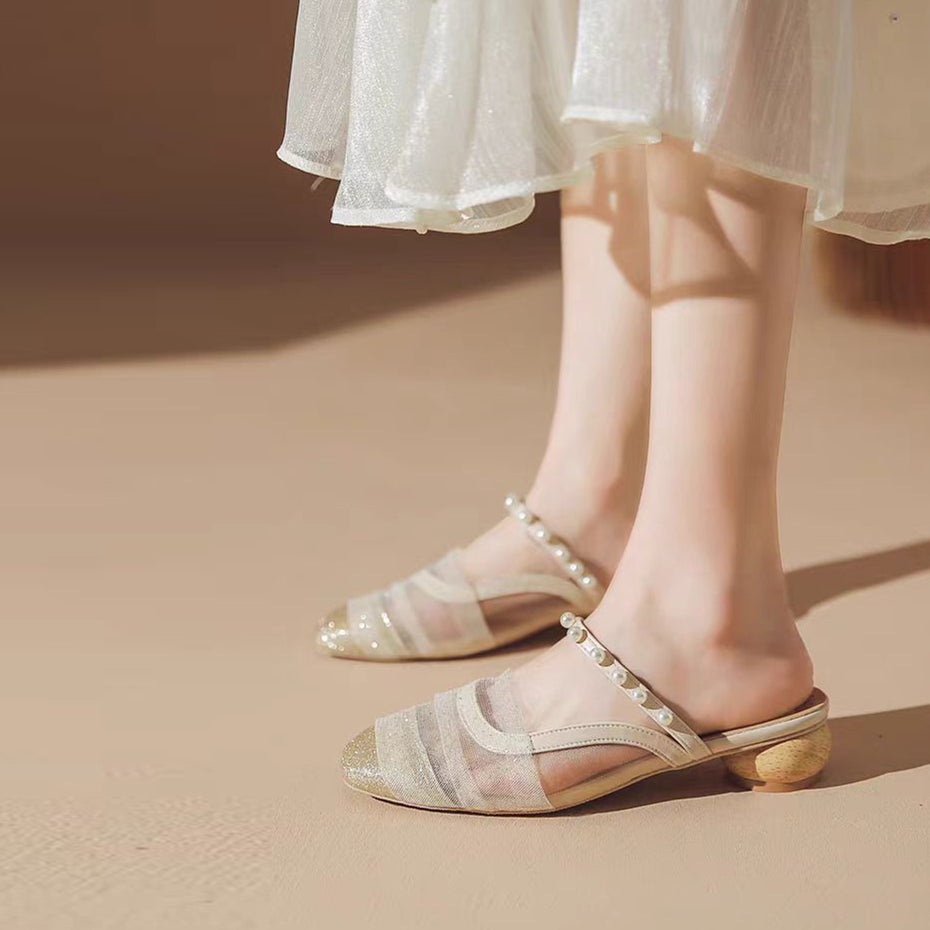 【shoes】2色選択可パールサンダルG21874