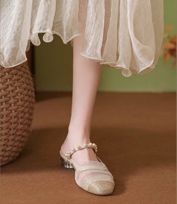 【shoes】2色選択可パールサンダルG21875