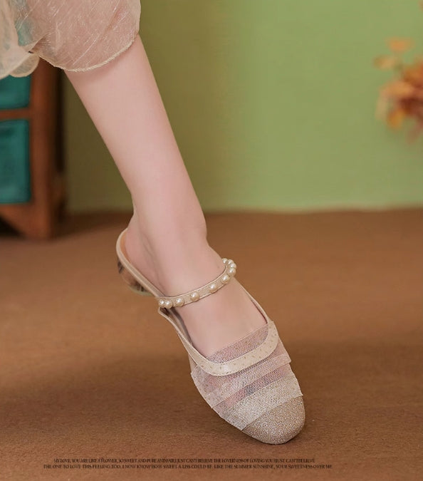 【shoes】2色選択可パールサンダルG21875