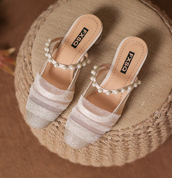 【shoes】2色選択可パールサンダルG21875