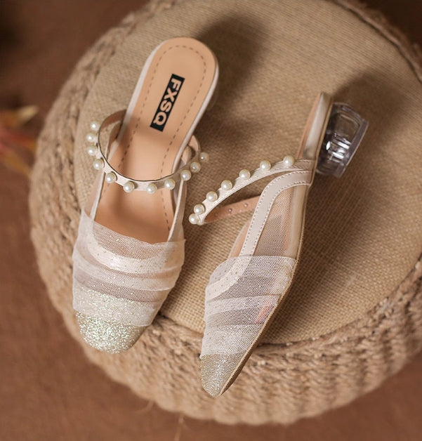 【shoes】2色選択可パールサンダルG21875