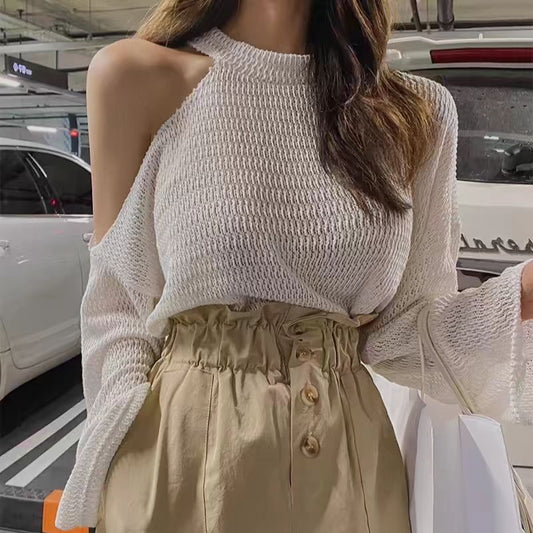 【tops】透かし彫りニットトップスG22044