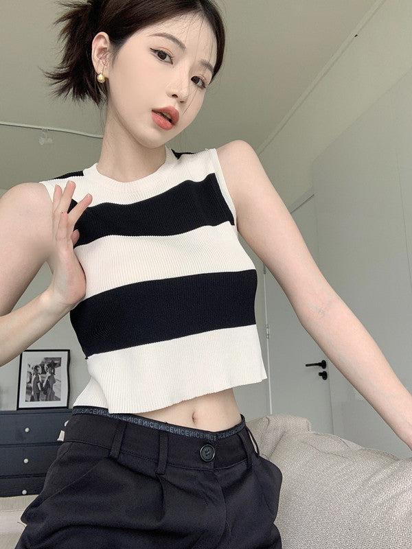 【tops】 ストライプ柄タンクトップG22061