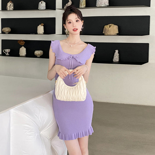 【dress】無地デザインニットワンピースG22097