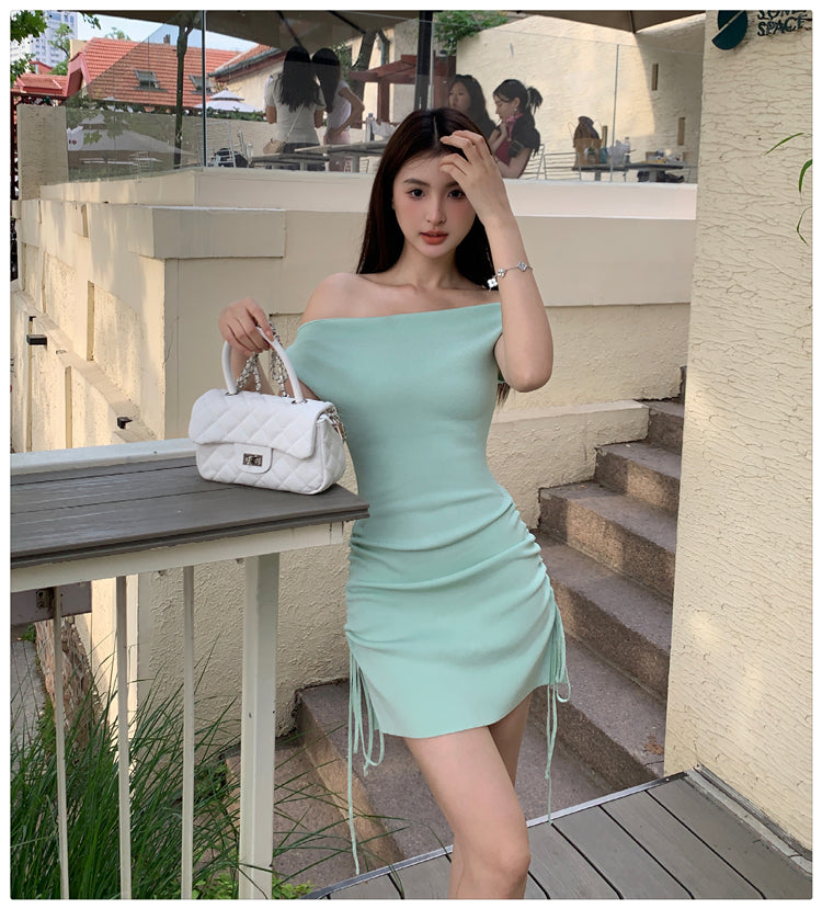 【dress】オフショルダータイトニットワンピースG22098