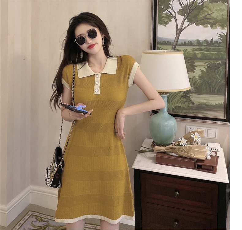 【dress】POLOネックニットワンピースG22101