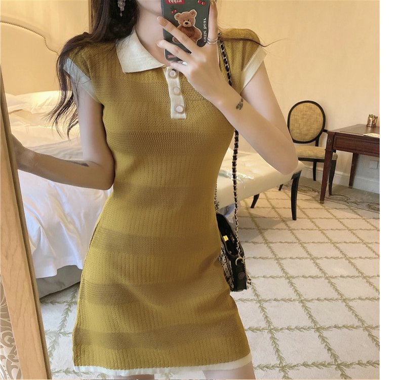 【dress】POLOネックニットワンピースG22101