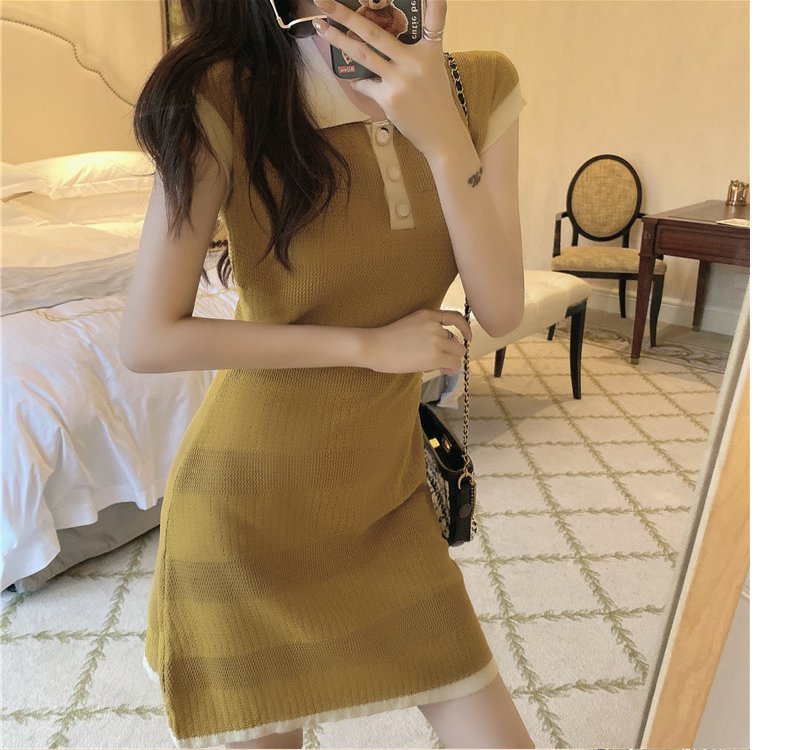 【dress】POLOネックニットワンピースG22101
