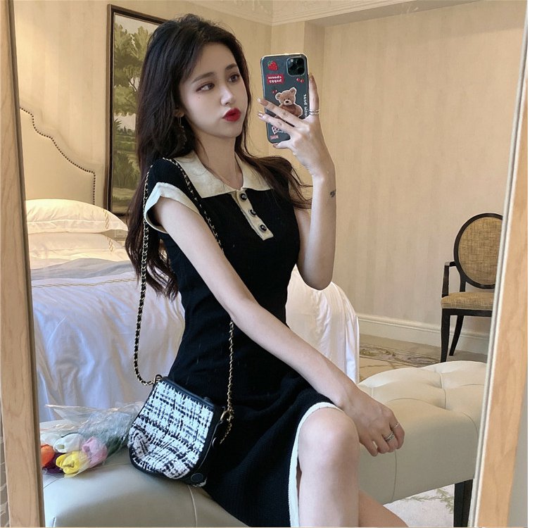 【dress】POLOネックニットワンピースG22101