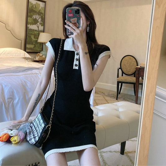 【dress】POLOネックニットワンピースG22101