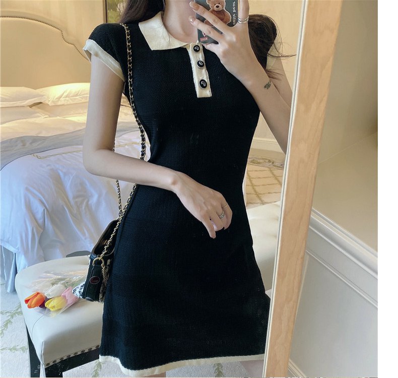 【dress】POLOネックニットワンピースG22101