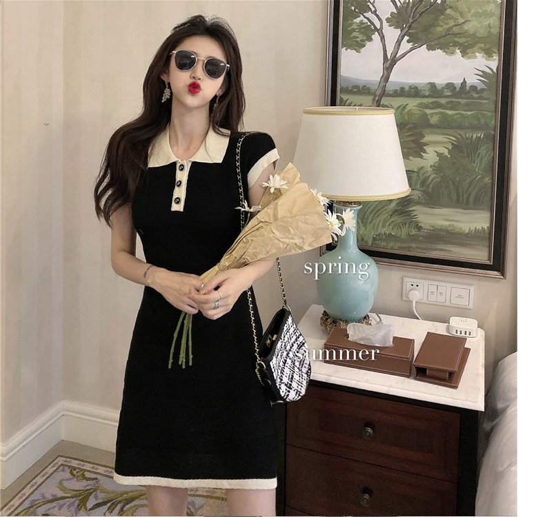 【dress】POLOネックニットワンピースG22101