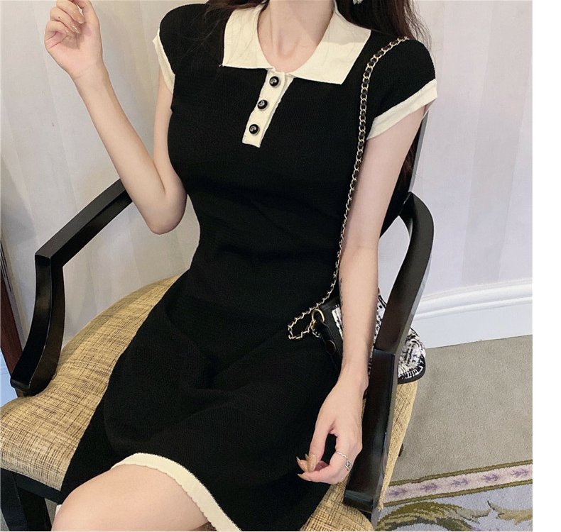 【dress】POLOネックニットワンピースG22101