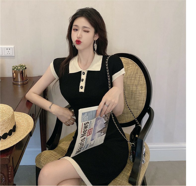 【dress】POLOネックニットワンピースG22101