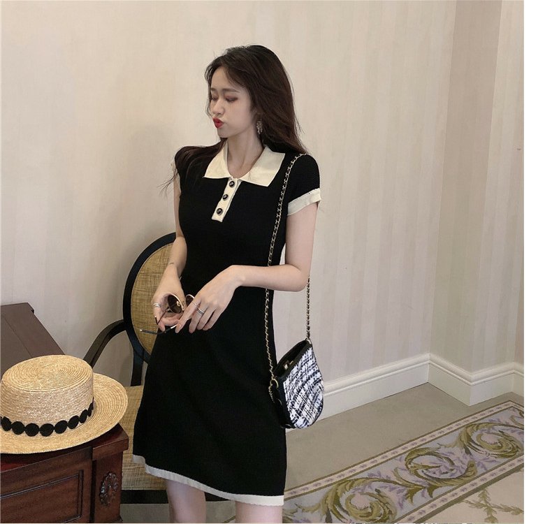 【dress】POLOネックニットワンピースG22101