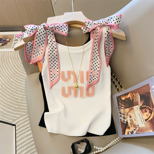 【tops】リボンニットキャミソールG22139