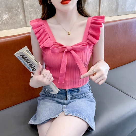 【tops】フレンチスリーブニットキャミソールG22141