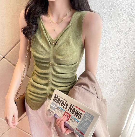 【tops】ノースリーブニットタンクトップG22152