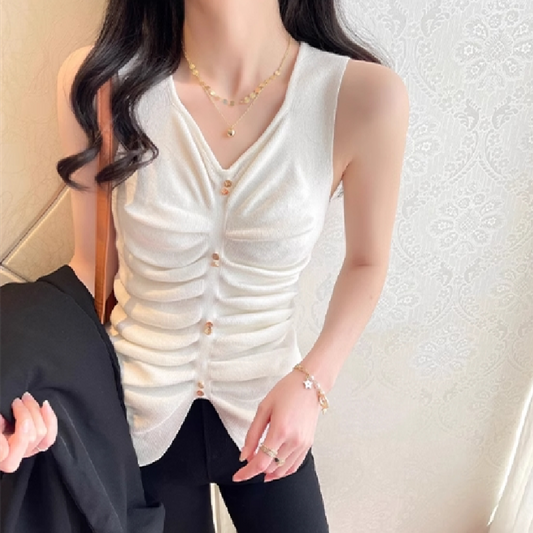 【tops】ノースリーブニットタンクトップG22152