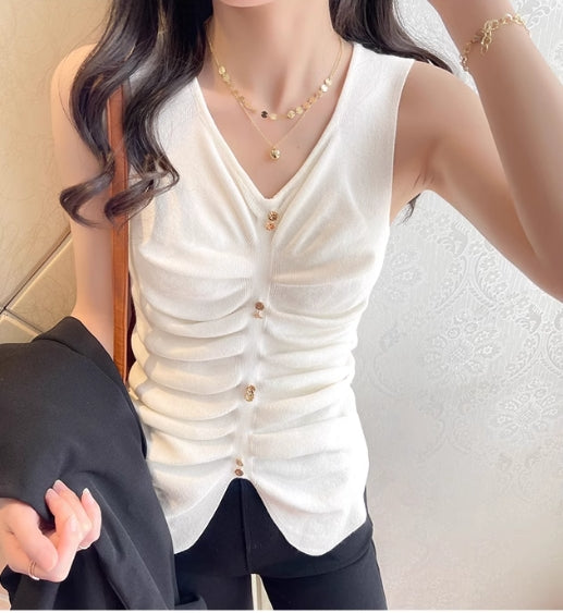 【tops】ノースリーブニットタンクトップG22152