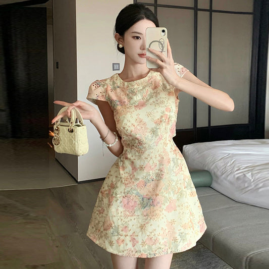 【dress】プリントバックで綺麗デートワンピースG22283