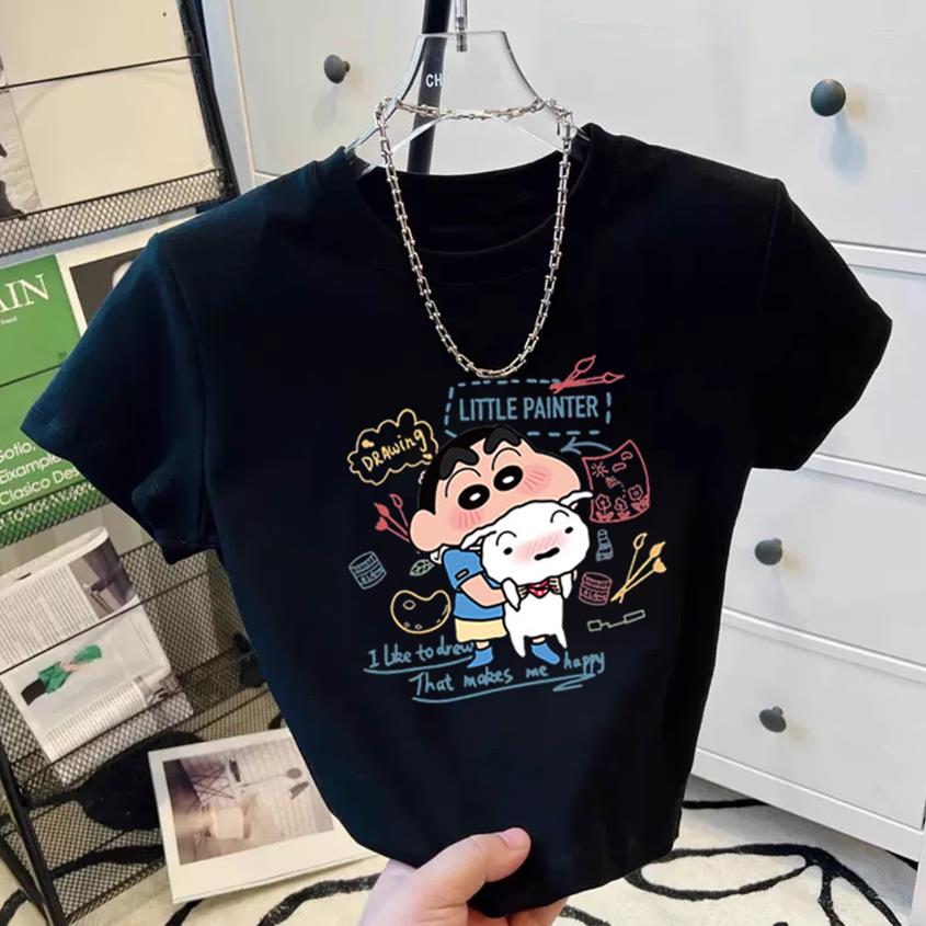 【tops】ラウンドネック半袖配色ＴシャツF7752