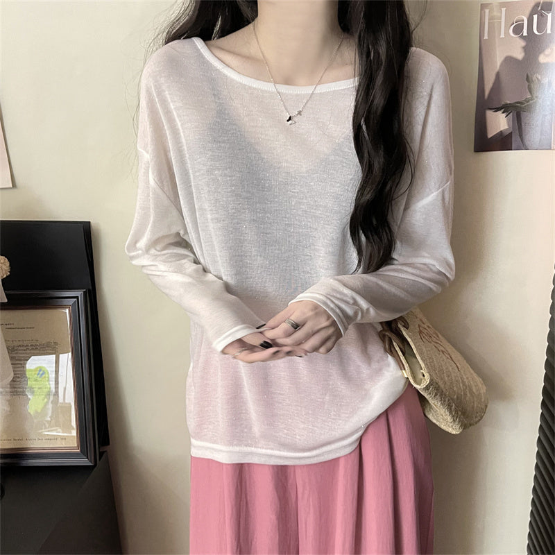 【tops】長袖透かし彫りTシャツG22368