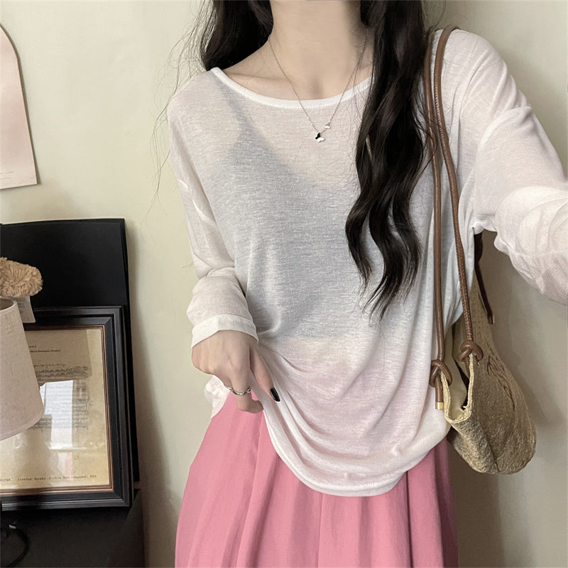 【tops】長袖透かし彫りTシャツG22368