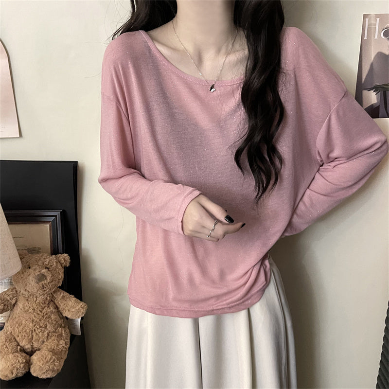 【tops】長袖透かし彫りTシャツG22368
