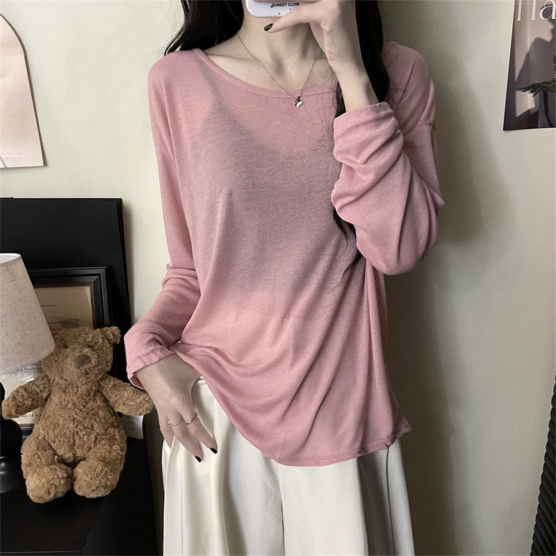 【tops】長袖透かし彫りTシャツG22368