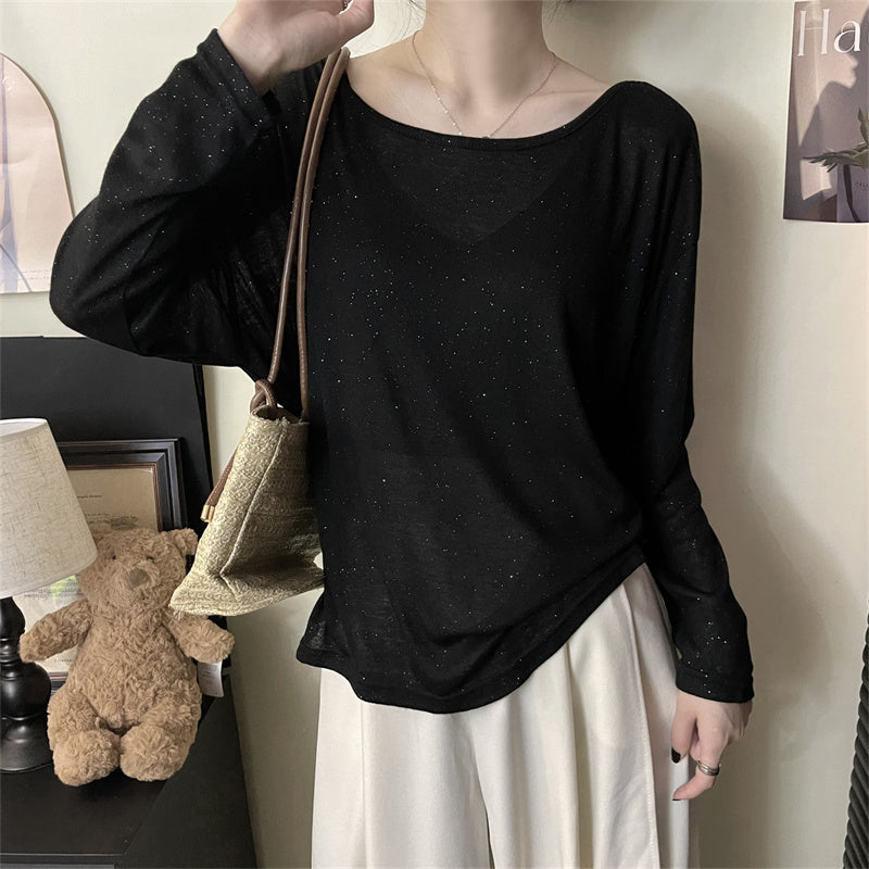 【tops】長袖透かし彫りTシャツG22368