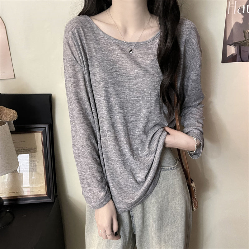 【tops】長袖透かし彫りTシャツG22368