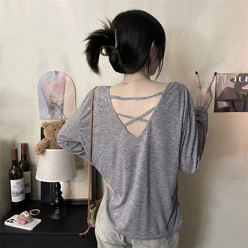 【tops】長袖透かし彫りTシャツG22368