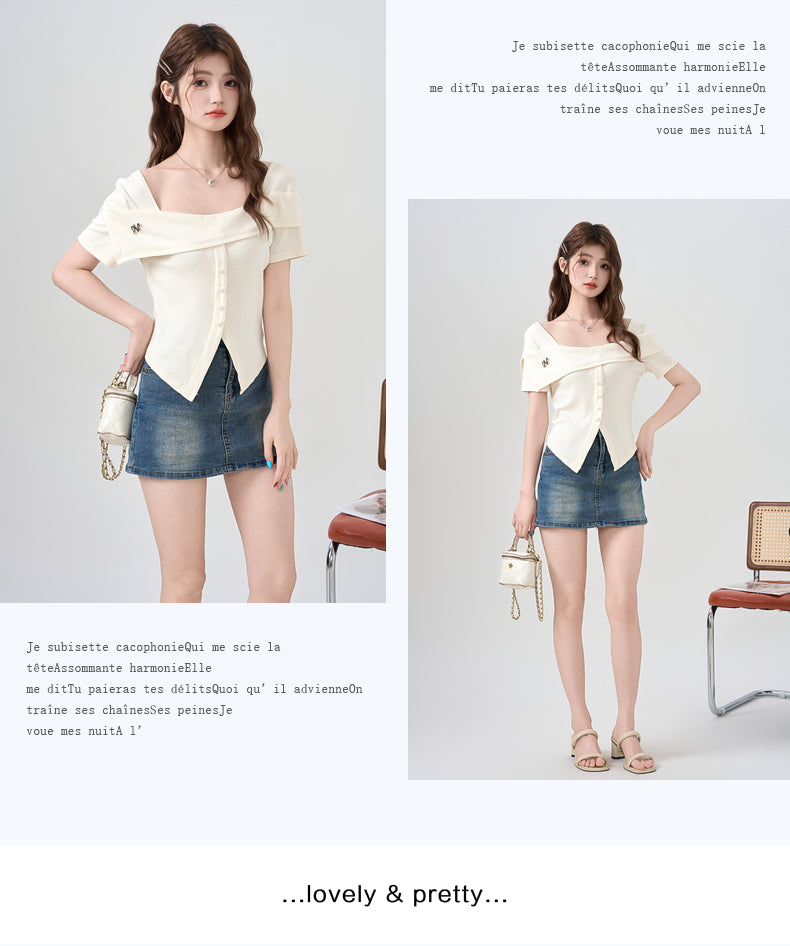 【tops】オフショルダーTシャツG22370